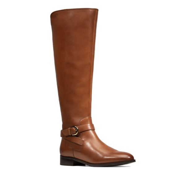 Clarks Womens Netley Whirl Knee High Boots Brown | UK-2185396